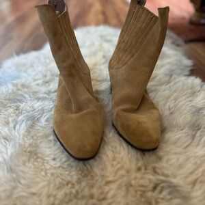 Zara Suede Ankle Booties in Light Brown
